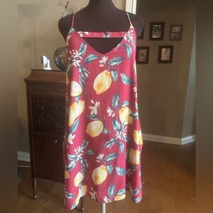 Red Lemon Print Dress